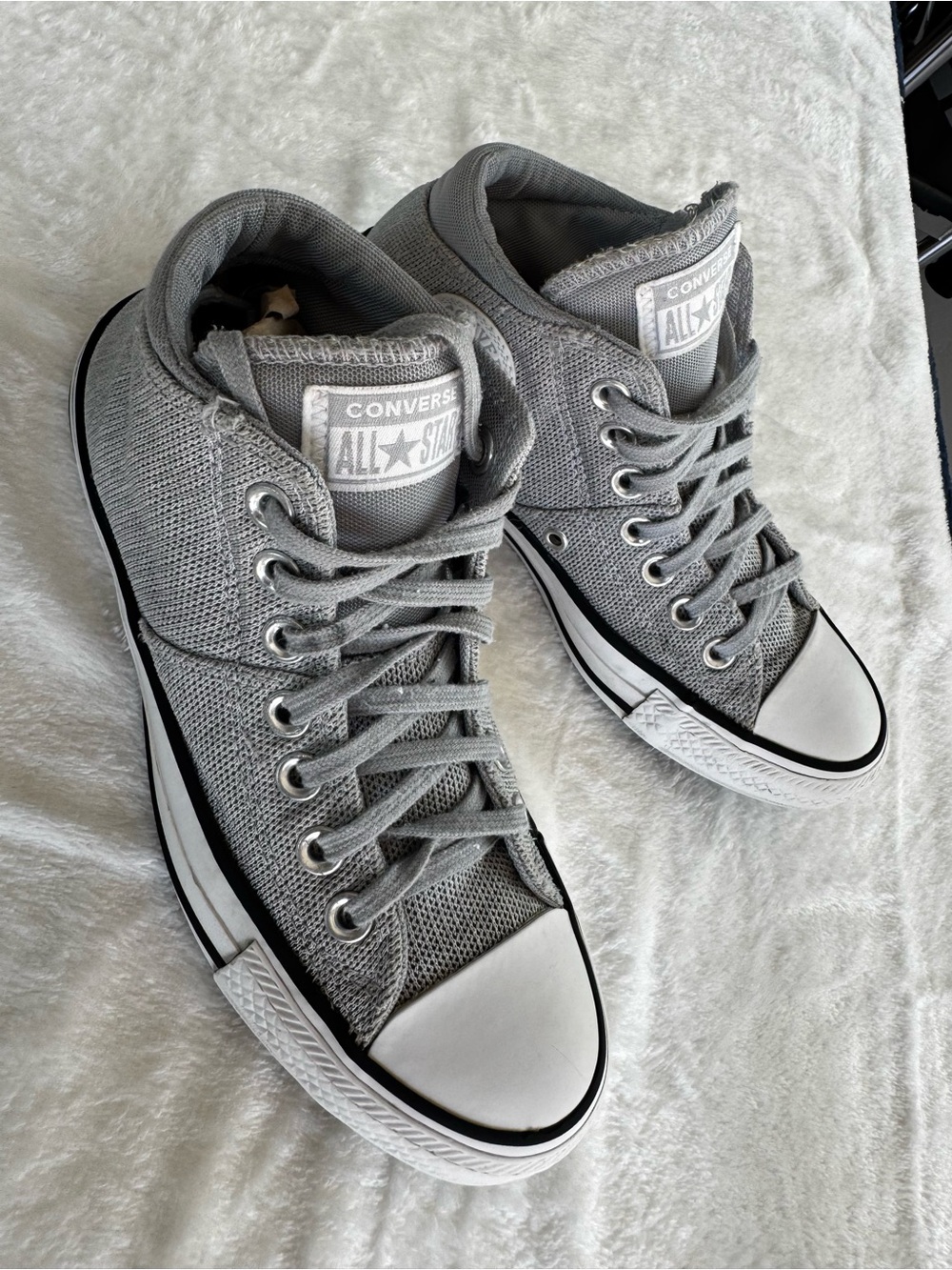 Converse All Star High-Top Sneakers in Gray and White